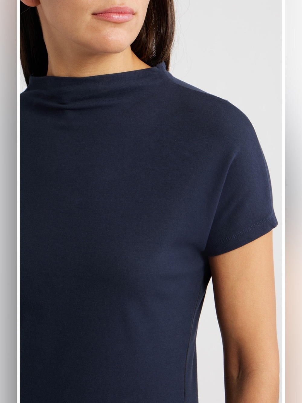 BOSS Ecreci Funnel Neck Cotton T-Shirt Sky Captain Blue NWOT Size S - Picture 4 of 10